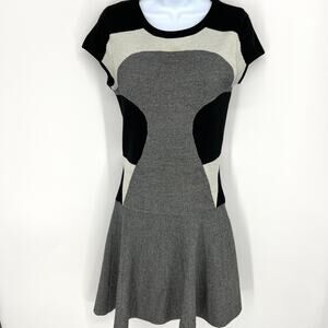 Katherine Barclay Montreal Black White Gray Knit Dress Euro Size 36 (U.S. XS)